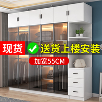 Wardrobe Modern simple household bedroom light luxury glass door assembly cloakroom combination wardrobe door locker