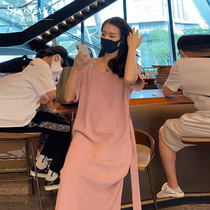 Xia female high-end shaking sound Net red same gray pink dress straight temperament Linda sister long skirt custom