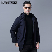 Labov down jacket male collar white goose down with cap jacket mid-adult business casual autumn winter mens blouse