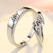 S925 Silver Soul about diamond-studded couples to ring Japanese and Korean fashion personality simple live ring Valentines Day gift