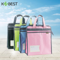 Kangbai vertical student hand-carried book bag Childrens tutoring zipper document bag Small fresh test paper information storage bag