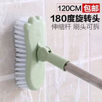 Floor brush toilet floor brush brush artifact long clean toilet floor tile hanging wall double use broom short hair long hair wash floor