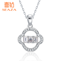 Happy Diamond White 18K Gold Diamond Necklace Women Set Ladder Square Pendant I LOVE YOU Real Diamond Exquisite choker