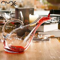 European imported NUDE handmade unleaded Crystal quick decanter with Swan Wine dispenser pouring jug