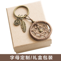 (YMX) original handmade English alphabet dream net key chain pendant diy material package couple key chain
