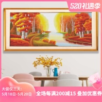 KS Cross Embroidered 2020 New Living Room Restaurant Fresh Embroidered Cotton Thread Series Non-Full Embroidered Scenery Hang Painting-Autumn Rhyme