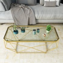  Nordic living room rectangular tempered glass coffee table Small apartment wrought iron ins Personality Fashion art Modern simplicity