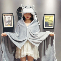 Lazy person with hat blanket single cover leg Spring and autumn children childrens nap carpet first grade quilt student classroom creativity