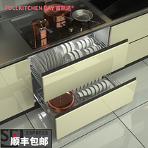 Fukaida 304 stainless steel kitchen basket cabinet storage drawer type open door rack dish basket Kitchen Cabinet