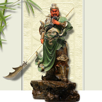 Pure copper painted Guan Gong Statue Dedicated to the statue of God Green robe Guan Gong ornaments Zhongyi Guan Erye Wu God of Wealth Buddha Statue