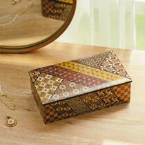  Japanese wood craftsman handmade solid wood jewelry box 8 inch 2-layer mirror gem box bedroom storage box Tanabata gift