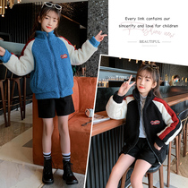Girls foreign style autumn coat 2021 new childrens fashionable color pattern blouse girl Autumn Winter thick sweater