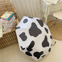 ins milk cow pattern simple parasol sunny rain dual-purpose umbrella women small portable three-fold anti-ultraviolet parasol