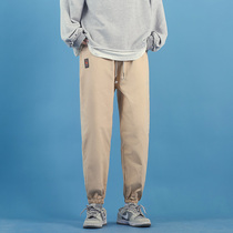 Spring and Autumn Mens Pants Tide Brand ins Straight Loose Pants Korean version of the trend Joker casual leg trousers