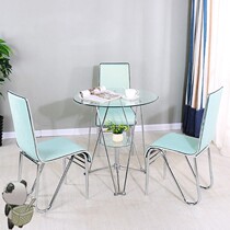 Folding simple tempered glass round square table and chair coffee table small table to negotiate living room reception matching combination