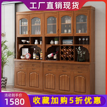 Modern minimalist solid wood side cabinet wine cabinet wall combination living room storage locker Chinese kitchen tea cupboard