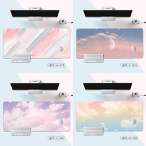 Super large mouse pad can be customized watercolor oil painting style office desk mat for men and women simple ins Wind desktop mat student learning dormitory home writing desk pad thick lock edge notebook computer pad