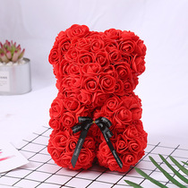 Valentines Gifts Creativity 25cm Rose Flowers Bear Gift Box New Year Gift Romantic Foam Bear Hug Hug