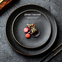 Steak plate Western plate home creative black frosted steak plate commercial net red tableware Japanese Western plate