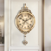 European style clock Wall clock Living room creative swing home modern simple atmosphere wall clock Personality metal quartz clock