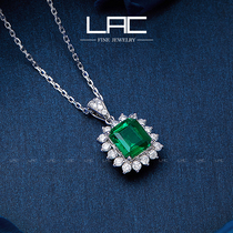 Lac Fine Jewelry Natural Emerald Pendant Women's 18k Gold Custom Color Gemstone Necklace (No Chain)