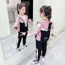 Girls spring suit 2021 new Korean version of the childrens little girl foreign style net red sports long-sleeved two-piece set fashionable