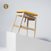 Cheaking sound Sunrise dressing stool Nordic designer furniture solid wood soft bag stool bedroom bedside Japanese shoe stool
