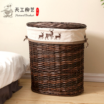 Rattan Wicker clothes basket with lid dirty clothes basket cloth art household laundry basket toy storage box dirty clothes storage basket