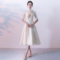 Improved version of cheongsam summer long 2020 new mid-sleeve temperament Lady Chinese style dress female seven-point sleeve