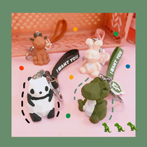 Creative cartoon cute little animal dinosaur panda rabbit doll keychain men and women couple bag accessories pendant