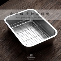 Stainless steel square basin drain basin Rectangular vegetable basin Oil-control drain basin Vegetable basket Number of parts Drain filter basin Vegetable wash basin