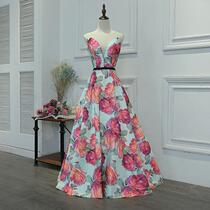 Season 2021 New Fashion Long Banquet Evening Dress Female Slim Bride Wedding Toast Dress Floral Dress Dress