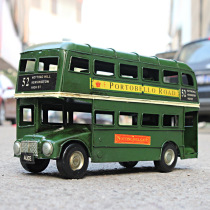 Retro nostalgia Inron double-decker bus Tin Car model bar Bench Coffee Shop Boys Childrens House Decorations