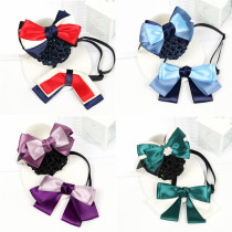Bank stewardess hotel student career work floral headdress hairclip net pocket bow tie tie tie tie flower set