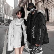 Couple cotton clothes winter thickened hip-hop cotton clothes men and women ins National tide mountain carving loose oversize jacket