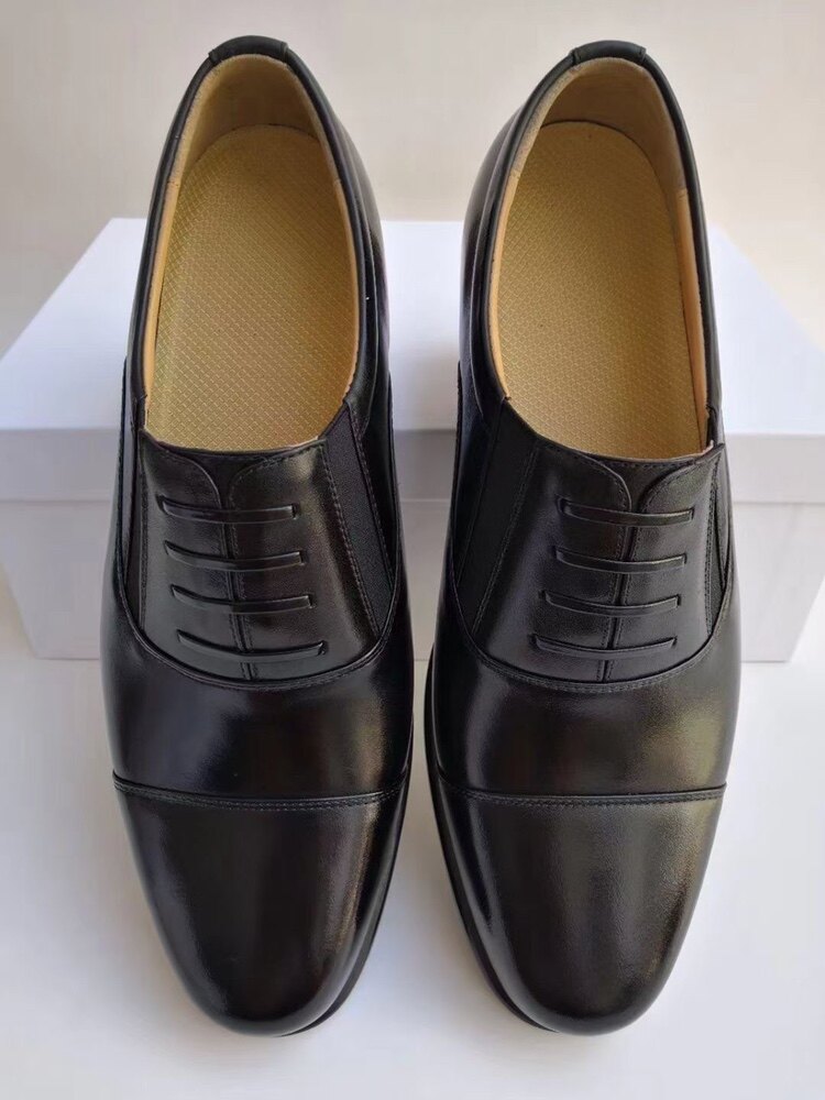 Flying outdoor men's formal wear low-top cowhide top layer cowhide linen insole leather uniform leather shoes three-section head men