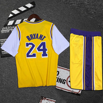 Kobe short sleeve suit Fake two-piece set Basketball sports T-shirt shorts Training T-running fitness loose large size t-shirt