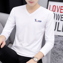 2022 new pure cotton autumn dress Long sleeves T-shirt V collar mens clothing with clothes thin undershirt and sweatshirt