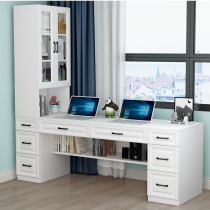 Modern desk home double student bay window bookcase integrated computer desk writing desk combination simple bookshelf booktable