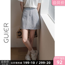 GUIER small open fork lattice short skirt half body dress 2022 new high waist a character slim dress child summer
