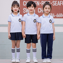 Primary school uniforms Summer white short sleeve suit Mens and womens Games Banquerade Kindergarten Gardeners Summer clothes pure cotton