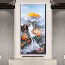 Hand-painted landscape oil painting new Chinese porch mural corridor corridor living room vertical decorative painting Jucai Jinshan