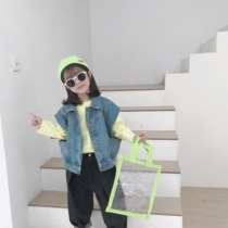 Handsome neutral custom boys and girls retro washed cowboy vest children loose denim shoulder