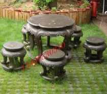 Antique modern Chinese new style table stone stool Garden outdoor stone carving round stone table dining table courtyard decoration