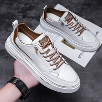 Small white mens shoes Joker trendy shoes White shoes 2021 new casual leather shoes board shoes trend winter plus velvet cotton shoes to keep warm