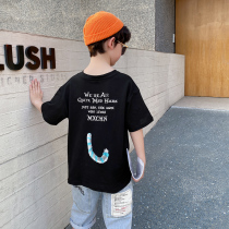 Boys short-sleeved T-shirt cotton summer clothes 2021 new middle-aged childrens summer Boys compassionate childrens half-sleeve tide