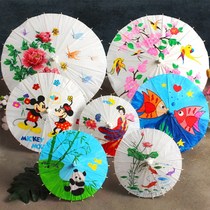 Blank oil paper umbrella diy umbrella children handmade kindergarten Chinese style material painting small hand-painted play