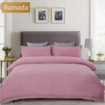 Ramada pure cotton solid color embroidered bed sheet duvet cover Pure cotton four-piece set bedding simple pink four-piece set