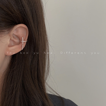 Micro-inlaid zircon cross ear clip without ear hole female niche design sense advanced earrings simple sex cold wind earrings