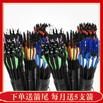 Bow and arrow support glass fiber Arrow real plume carbon Arrow pure carbon Arrow rubber feather practice composite anti-curl traditional bow and arrow